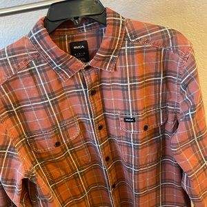 RVCA Plaid Long Sleeve Button Down EUC